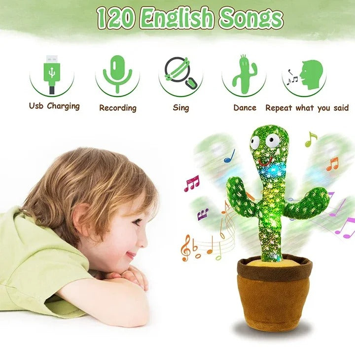 Interactive Dancing Cactus Toy – Singing, Talking, Voice Recording– Rechargeable