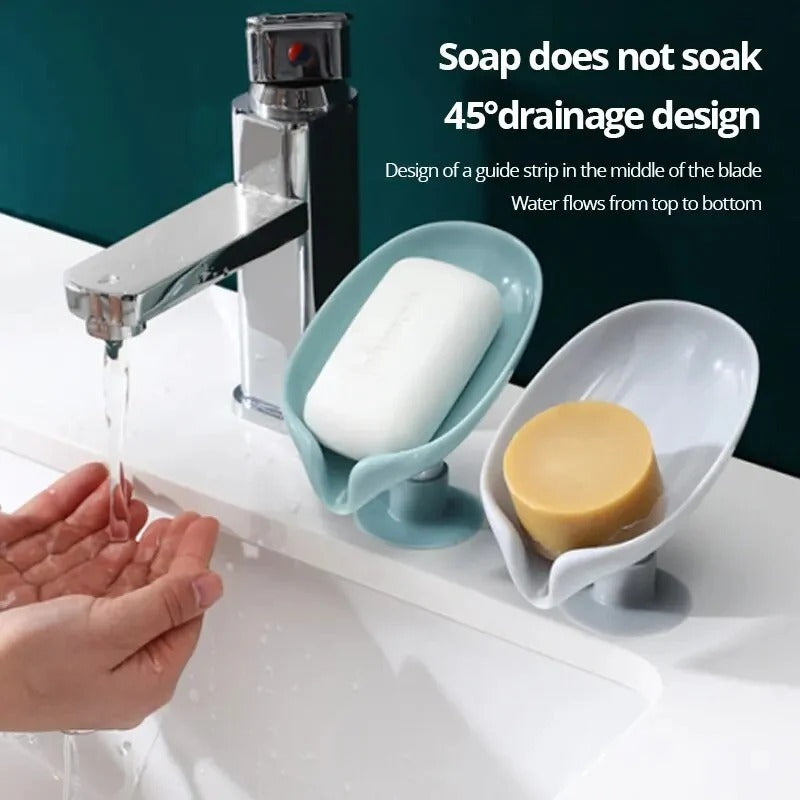 Leaf-Shape Self-Draining Soap Holder – Decorative 45°